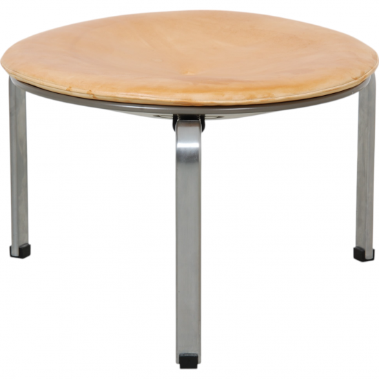 Poul Kjærholm PK-33 stool in patinated natural leather