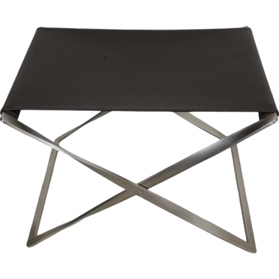 Poul Kjærholm PK-91 stool in brown leather