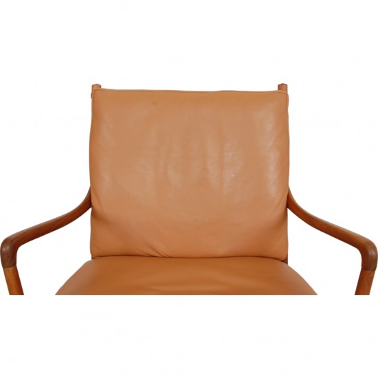 Ole Wanscher Colonial chair of walnut and cognac leather