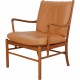 Ole Wanscher Colonial chair of walnut and cognac leather