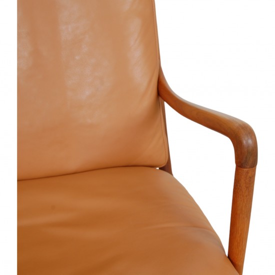 Ole Wanscher Colonial chair of walnut and cognac leather