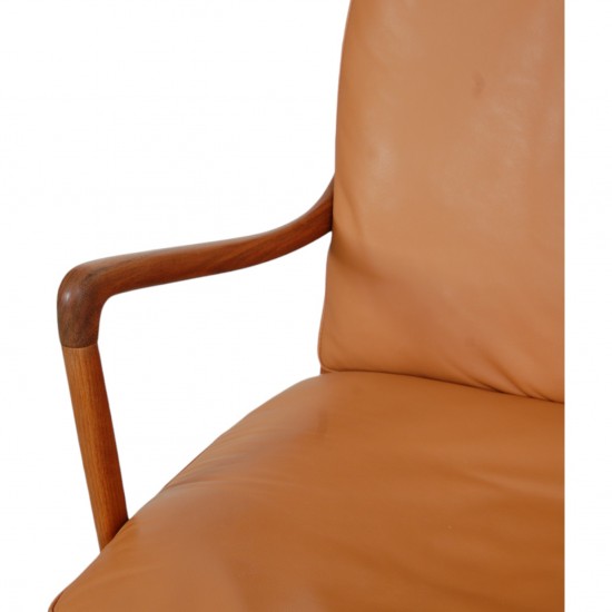 Ole Wanscher Colonial chair of walnut and cognac leather